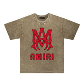 Amiri Washed Distressed T Shirt Printed Trendy Pure Cotton